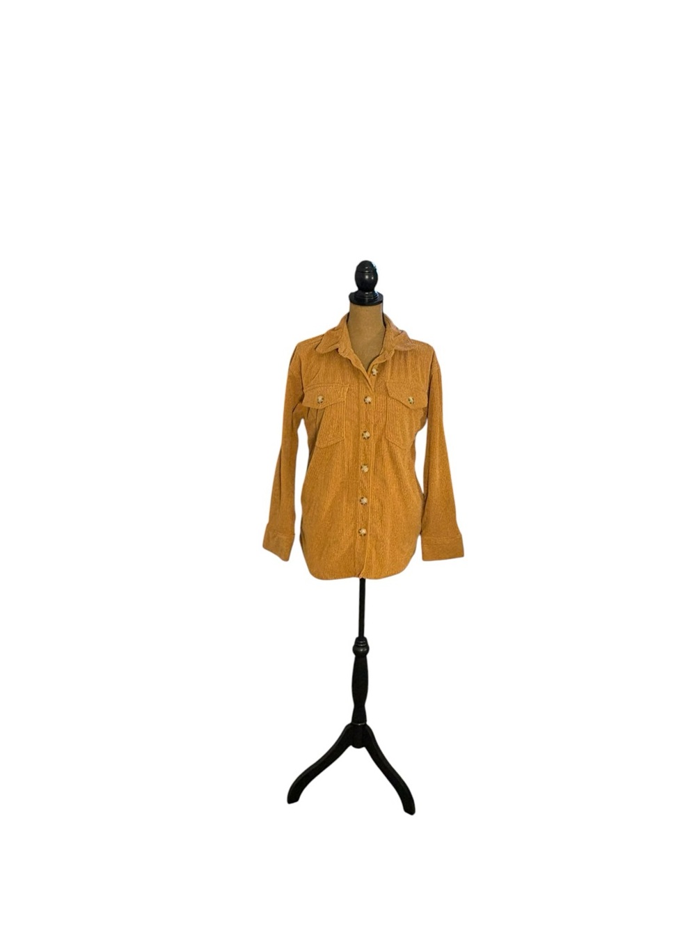 Berkley Jensen Women M Mustard Corduroy Shacket Overshirt Button Up Fall